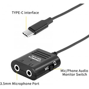 Comica SPX-TC Multifunctionele 3.5mm (TRS/TRRS)-USB-C Audio kabel adapter