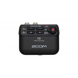 ZOOM F2 audio recorder met lavalier mic.